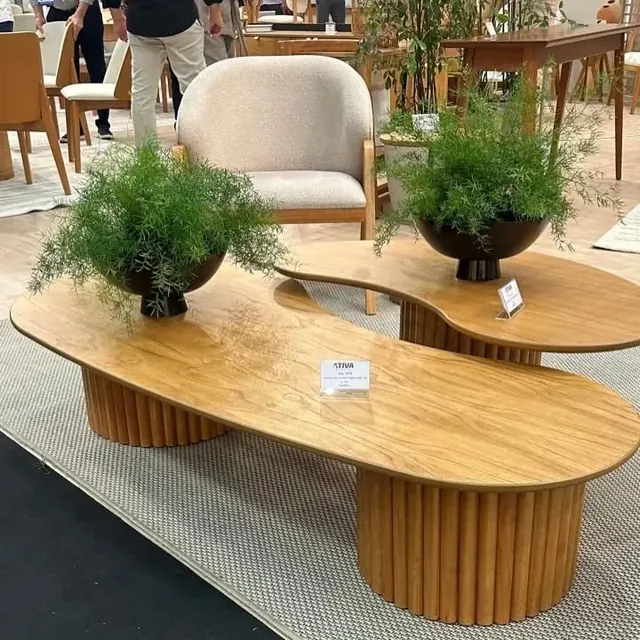 Mesa de centro orgânica de madeira